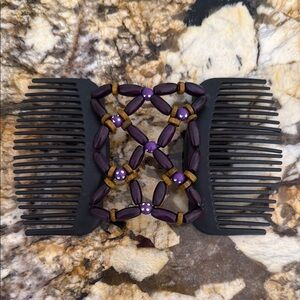 Purple and Black Beaded Hair Comb